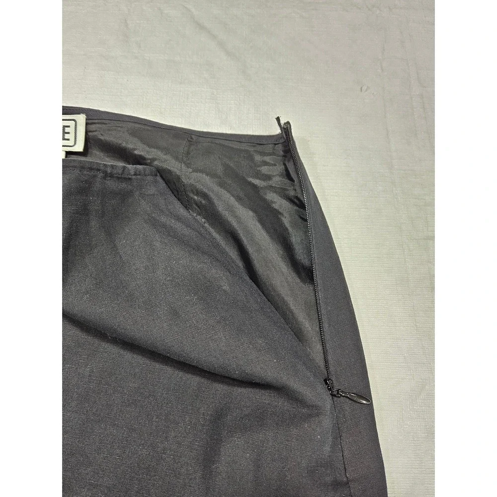 Carlisle Black Linen Cotton Floral Eyelet Embroidered‎ Scalloped Pencil Skirt 8